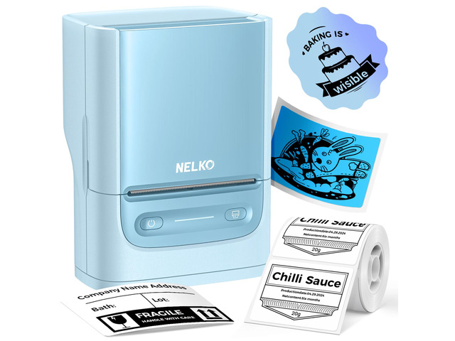 Label Maker Machine with Tape, PM220 Bluetooth Label Printer, Cyan High Quality & Inkless Thermal Printing, Waterproof Label, With Smart AI APP for...