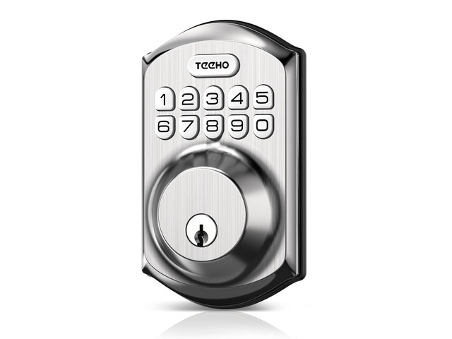 TE001 Keyless Entry Deadbolt with Keypad for Front Door, Satin Nickel ANSI Grade 3 Security, 20 User Codes, Low Battery Alert, IP54 Waterproof, One...