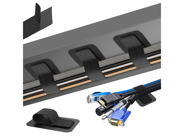 Under Desk Cable Management, Holds 15 CablesUltra Adhesion Hook and Loop Cable Strap, Adjustable Long Cable Tie, Reusable Cable Clip Hiding, 20 Pairs