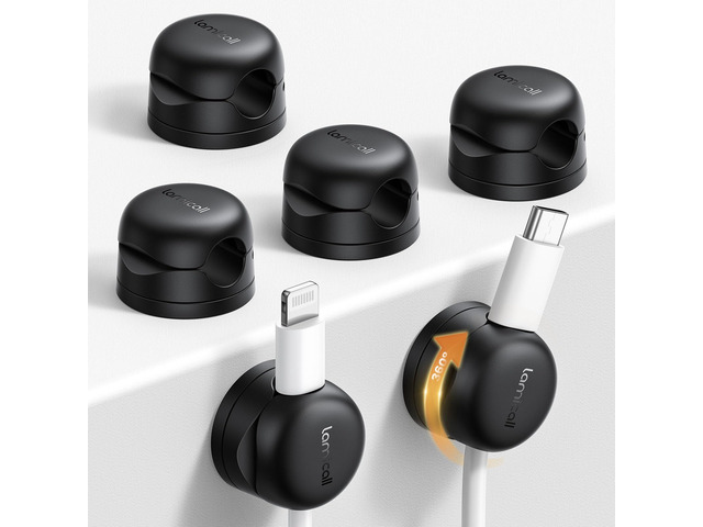 6 Pack Rotatable Cord Organizer, 1s Lock Spring Cable Holder Clips Nightstand Desk Office Organizer Accessories, Home Dorm Phone Charger Cable...