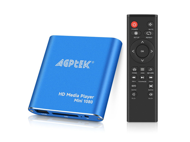 HDMI Media Player, Blue Mini 1080p Full-HD Ultra HDMI MP4 Player for -MKV/RM/ MP4 / AVI etc- HDD USB Flash Drive/HDD and SD Card