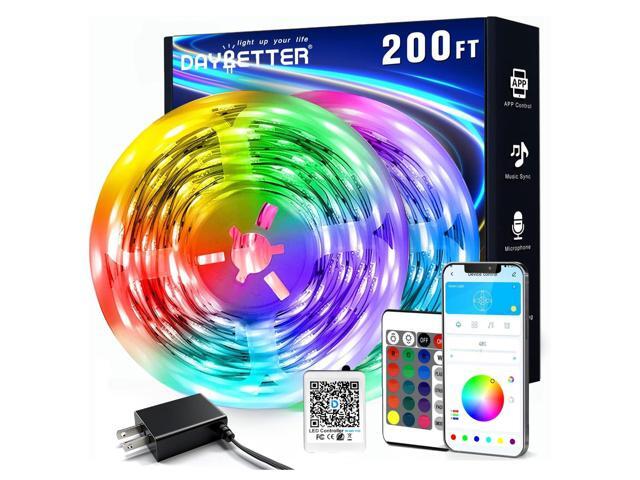 LED Strip Lights 200 ft (2 Rolls of 100 ft), Smart App Control Lighting Bedroom Rome Decor with Remote, RGB Color Changing LED Lights for Party