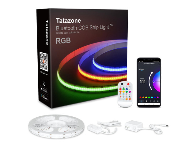 16.4ft Bluetooth RGB COB Led Strip Lights with Remote, Dimmable Smart App Led COB Light Strip, Color Changing Music Sync, Indoor RGB Led Lights for...