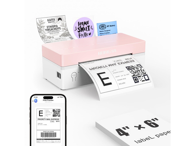 4x6 Bluetooth Thermal Label Printer, Wireless Shipping Label Printers for Shipping Packages Small Business Office or Home, Compatible with iPhone...