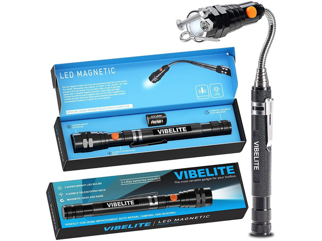 Extendable Magnetic Flashlight Magnet Pickup Tool, Gifts for Men Telescopic and Flexible Gadget, Birthday Gifts for Men, Dad, Husband, Him, Women,...