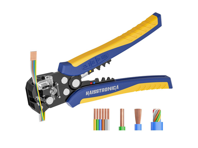 3 in 1 Self-Adjusting Wire Stripper, AWG 24-10 Tool Alloy Steel Blades, Adjustable Strip Length, Solid and Stranded Conductors, Ergonomic Grip,...