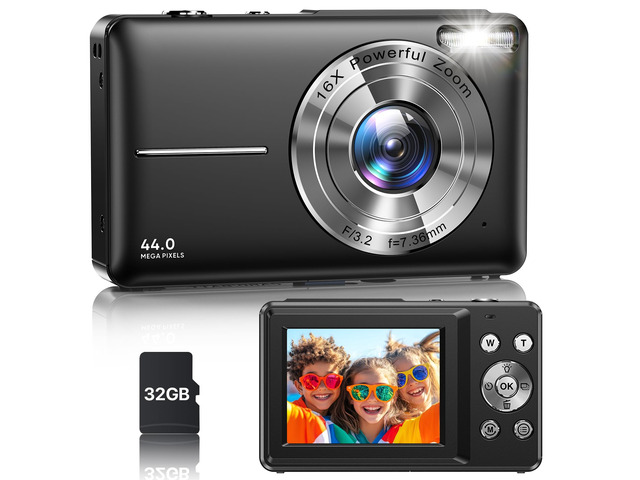 Digital Camera, Latest FHD 1080P Digital Camera for Teens with SD Card Anti Shake Point and Shoot Cameras Portable 16X Zoom Compact Small Cameras...