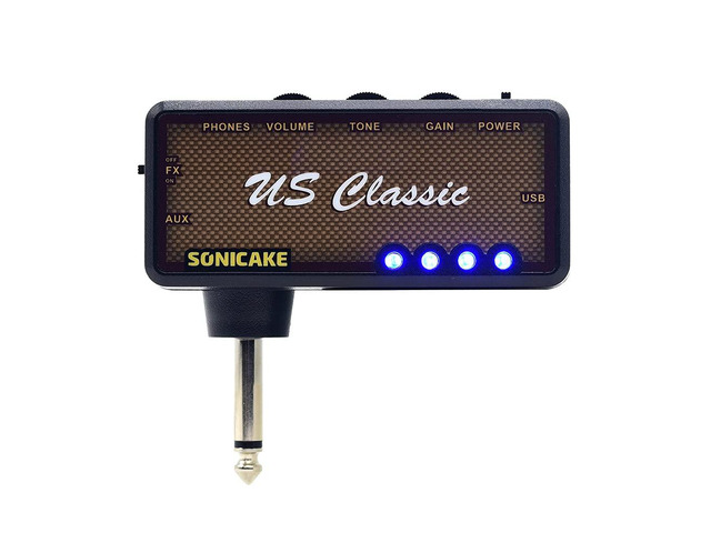 Guitar Headphone Amp Mini Guitar Headphone Amplifier US Classic Rechargeable Plug-in Pocket Overdrive Reverb Effects for Home Silent Practice