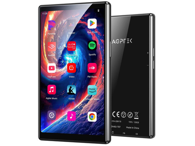 T09 5'' 128GB MP3 Player with Bluetooth and WiFi, Andriod 13 Player Touch Screen Music Player with Spotify, Audible, Youtube, Up to 1TB(Black)