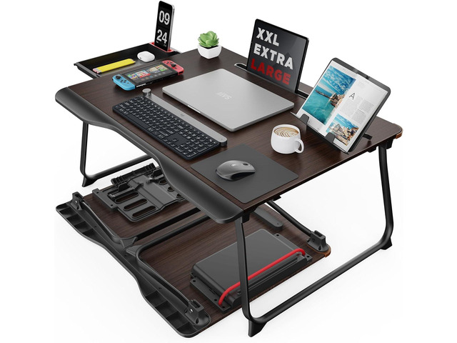 Laptop Desk for Bed, XX-Large Foldable Bed Tray Table, 25.6' x 19.3' Laptop Table for Eating Breakfast, Writing Working Gaming Drawing with...