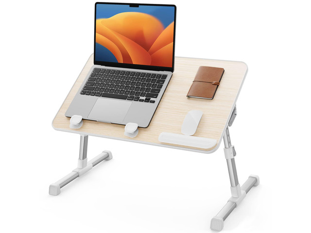 Laptop Bed Tray Table, Adjustable Standing Desk Lap Desk for Sofa Couch Floor Working Studying Reading Writing Eating,Fit Up to 17' Laptop(Large,Teak)