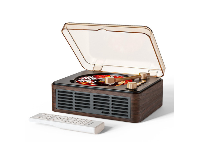 CD Player with Speakers Retro Bluetooth CD Players for Home-Brown Vintage Nostalgic Bluetooth Transmitter,FM Radio,USB Playback,SPDIF,AUX...