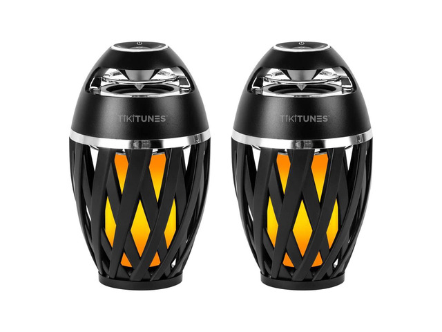 TikiTunes Portable Bluetooth 5.0 Indoor/Outdoor Wireless Speakers, LED Torch Atmospheric Lighting Effect, 5-Watt Audio USB Speakers, 2000 mAh...
