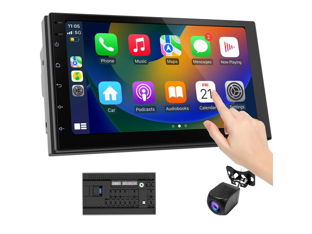 2 Din Car Radio with Wireless CarPlay & Android Auto, 7 Inch Touchscreen Car Stereo with Mirror Link,Android 13,Voice Control, FM/RDS, 25 Sets UI...