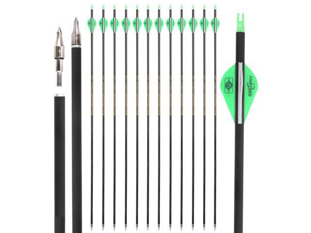 wolfman 31' Pure Carbon Arrows Archery Practice Hunting Arrows Spine 300 350 400 500 600 with Removable Tips Targeting Arrows for Compound &...