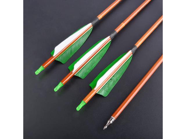 SHARROW 30 Inch Archery Carbon Arrows Bamboo Pattern Shaft 500 Spine Practice Hunting Arrows with Natural Feather Fletching for Archery Hunting...