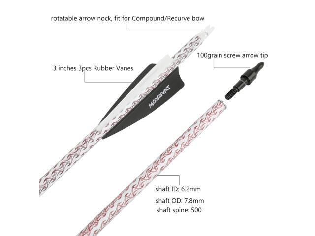 wolfman 30 Inch Archery Carbon Arrow Practice Hunting Arrows Spine 500 with Removable Tips Targeting Arrows for Compound & Recurve & Long Bow...