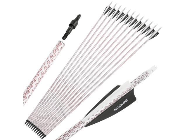 wolfman 30 Inch Archery Carbon Arrow Practice Hunting Arrows Spine 500 with Removable Tips Targeting Arrows for Compound & Recurve & Long Bow...