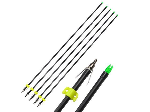SHARROW Archery 6pcs/12pcs Fishing Hunting Arrows 30.5inch Bow Fishing Fiberglass Arrows with Safety Slides for Compound Recurve Bows Long Bows...
