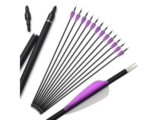 SHARROW Archery 6/12pcs 32inch Carbon Arrow Spine 500 Hunting Arrows Targeting Practice Arrows with Removable Tips for Compound Bow and Recurve Bow...