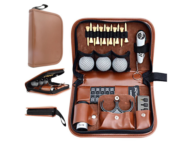 wolfman Golf Accessories Set with Hi-End Case, Golf Balls, Rangefinder, Golf Tees, Brush, Multifunctional Divot Knife, Scorer, Golf Ball Clamp for...