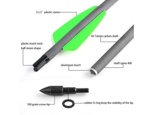 SHARROW Carbon Crossbow Bolts 7.5 Inch Hunting Archery Carbon Arrows with 2' Vanes Replaced Arrowhead Tip for Bow Shooting Practice Outdoor Hunting...
