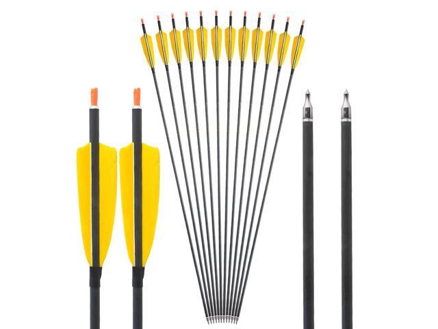 SHARROW 33 inch Carbon Arrow Hunting Arrows 400 Spine with 100 Grain Removable Tips for Archery Compound & Recurve & Traditional Bow Hunting...