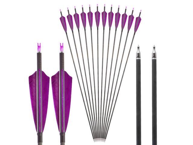 SHARROW 33 inch Carbon Arrow Hunting Arrows 400 Spine with 100 Grain Removable Tips for Archery Compound & Recurve & Traditional Bow Hunting...
