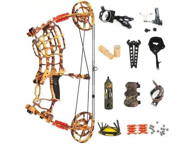 1 Kit 30-60lbs Compound Bow Kit Steel Ball Arrows Dual-use Archery Hunting Fish RH LH