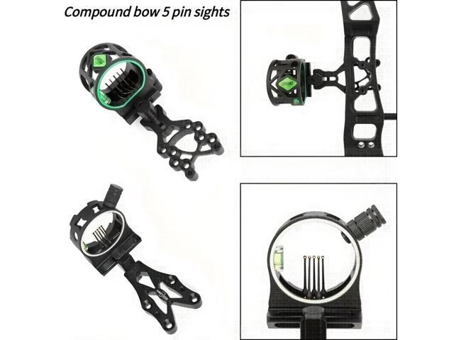 1 Compound Bow 5-Pin Visor - Micro Adjustable, Durable Aluminum Alloy, High-Strength Nylon Core, Clear Fiber Optic Sights for Enhanced Hunting...