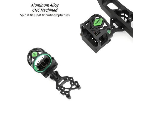 1 Compound Bow 5-Pin Visor - Micro Adjustable, Durable Aluminum Alloy, High-Strength Nylon Core, Clear Fiber Optic Sights for Enhanced Hunting...