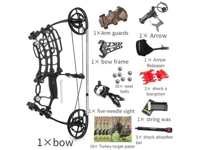 1 Set 30-70 Pounds Adjustable Dual Purpose Compound Bow Set 25'-30' Adjustable Draw Outdoor Training Hunting Competition Gear
