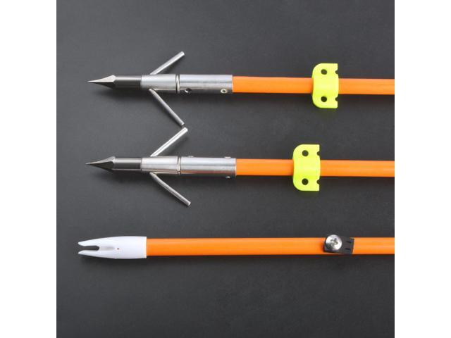SHARROW Archery 32.8' Fiberglass Bowfishing Arrows with Broadheads and Safty Slides, 12 Pack