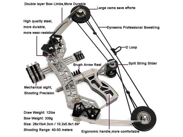 SHARROW 10' Archery Compound Bow 12lbs Arrow Set Shooting Gift Pocket Bow Kid Toy Target