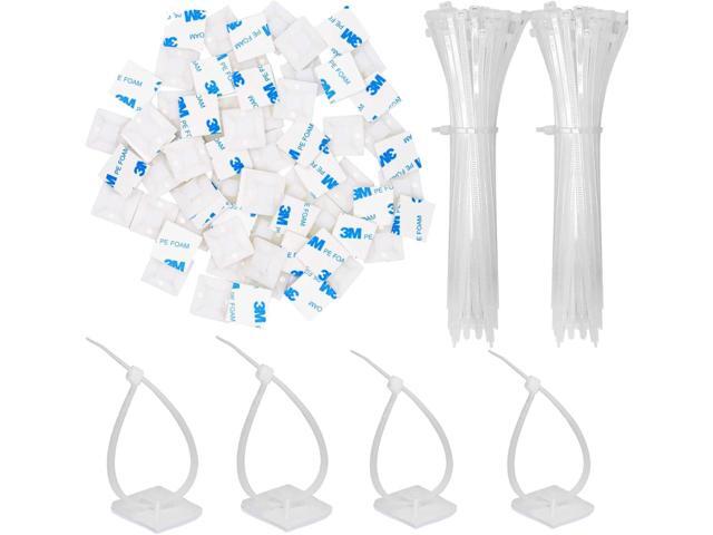 30 Pack 2 inch Zip Tie Adhesive Mounts Self Adhesive Cable Tie Base Holders with Multi-Purpose Tie wire clips with screw hole,Anchor stick on wire...