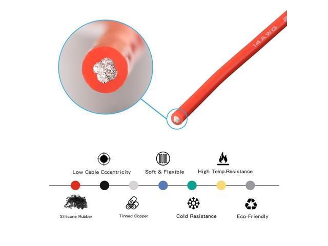 BNTECHGO 14 Gauge Silicone Wire Kit 10 Color Each 5 ft Flexible 14 AWG Stranded Tinned Copper Wire