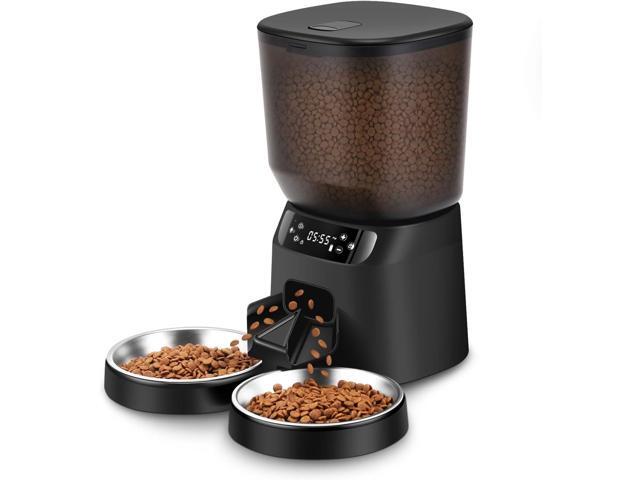 Automatic Cat Feeders for Two Cats, 5L/20 Cups Double Automatic Cat Food Dispenser with 2 Stainless Bowls, Timer Setting 20 Portions 6 Meals Per.