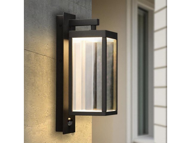 Motion Sensor Outdoor Wall Light LED Wall Sconce Black Mount Waterproof Exterior Light Fixture Aluminum Porch Lamps for Patio Entryway Doorway...