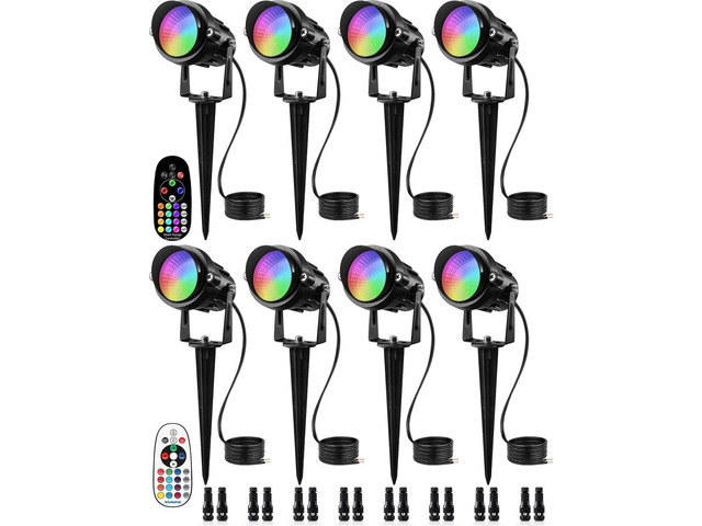 SUNVIE RGBW Color Changing Landscape Lights Low Voltage LED Landscape Lighting Remote Control Spotlight Waterproof Garden Yard Halloween Christmas...