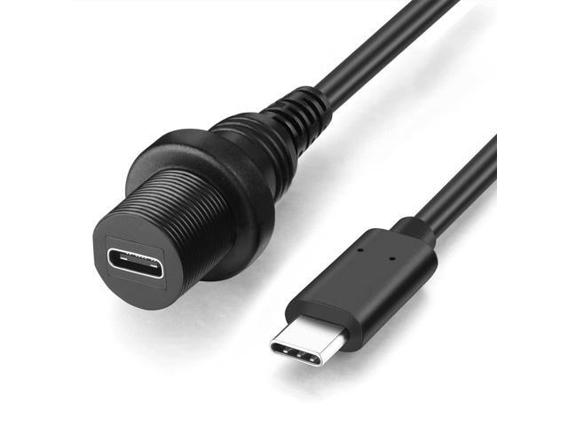 SOEWIOU USB Type C 3.1 Male to Female Flush Mount Cable Waterproof Kit Accessories Car Dash Panel Mount Adapter Converter Extension Extender for...
