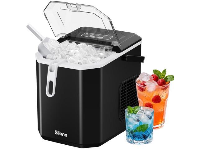 Silonn Ice Maker Countertop, Portable Ice Machine with Carry Handle, Self-Cleaning Ice Makers with Basket and Scoop, 9 Cubes in 6 Mins, 26 lbs per...