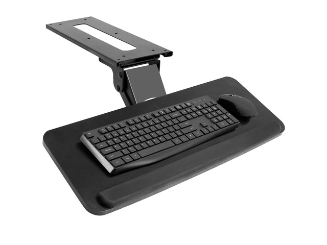 Black Under Desk 25 x 10 in Keyboard Tray, MOUNT-KB03B Adjustable Computer Keyboard and Mouse Platform, Ergonomic Under Table Desk Mount Drawer,...