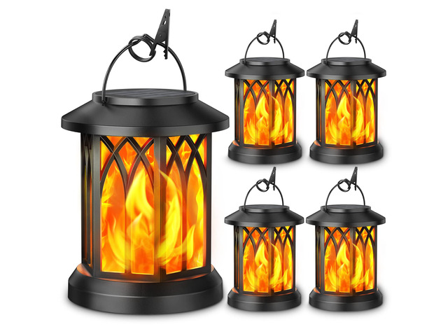 4 Pack Solar Lantern Outdoor Lights, Upgraded Flickering Flame Solar Lanterns Lights Outdoor Waterproof, Hanging Lantern Decorative, Solar Powered...