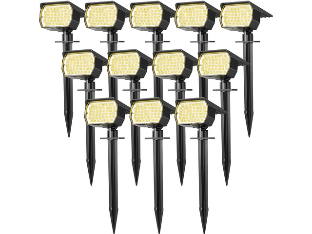 Solar Spot Lights Outdoor Waterproof Spotlights 12 Pack Warm White 46LED, 3 Mode, Auto On/Off Landscape Spotlights Solar Powered Flood Lights for...