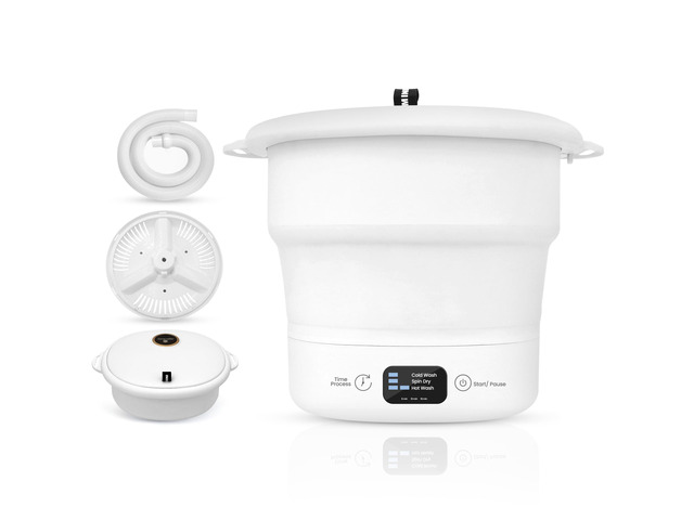 Pure Clean Portable Washing Machine, Foldable Mini Washing Machine for Camping, Travel, RV & Small Spaces, Lightweight Bucket Washer with Timer &...