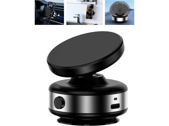 Magnetic Phone Mount with Electric Vacuum Suction Cup, 360Â° Rotating Hands-Free Holder for MagSafe iPhone, Car, Gym, Mirror & Smooth Surfaces, Silver