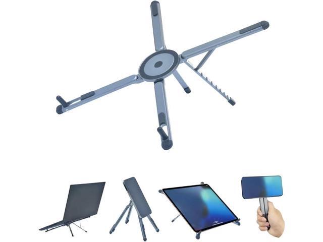 Foldable Desktop Portable Laptop Stand, Adjustable Laptop Riser with Magnetic Phone Holder, Aluminum Alloy Notebook Stand Compatible with 10-16...