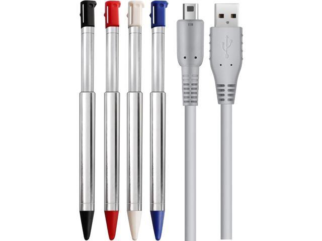 3DS Stylus Pen, 4 in 1 Metal Retractable Replacement Stylus Touch Styli Pen Set with USB Charging Cable for 3DS