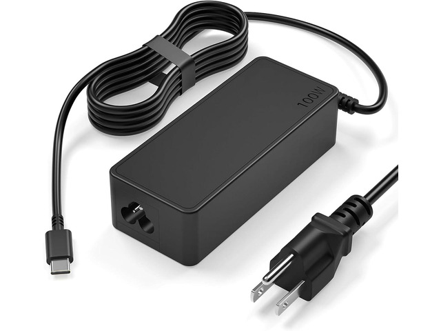 100W USB-C Power Adapter Fast Charger, Compatible with MacBook Pro/Air 16, 15, 14, 13 Inch, iPad Pro, Dell, Lenovo, HP, Asus - Universal USB-C Charger