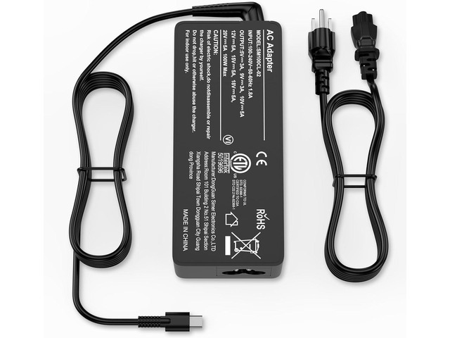 100W USB C Charger Universal Power Adapter Replacement for Lenovo, Acer, Dell, Asus, HP, Mac Book Pro/Air 16, 15, 14, 13 Inch,iPad Pro, Chromebook
